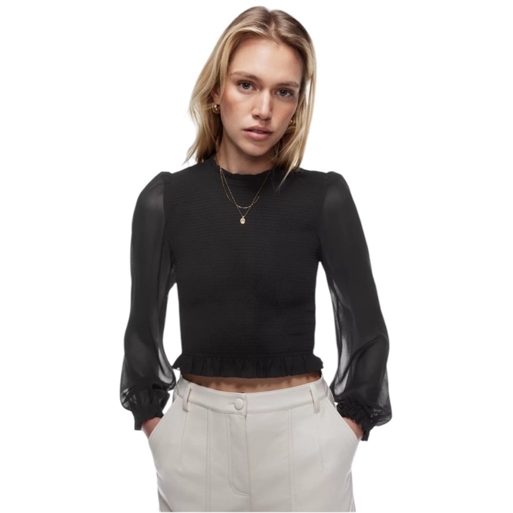 Aritzia Wilfred Tempest Long Sleeve Black Blouse Size Small